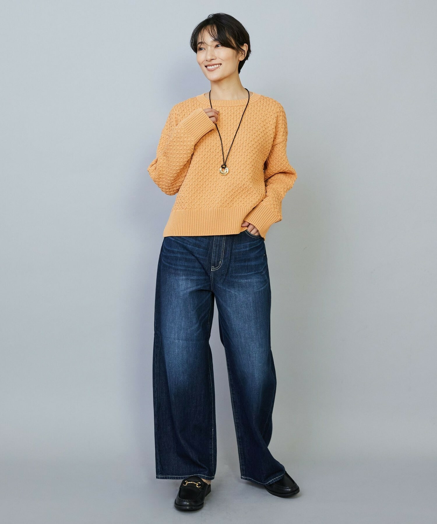 【MOGA】【Lサイズ】ヴィッテルスリムクルーネックショートニット 詳細画像 オフホワイト 13