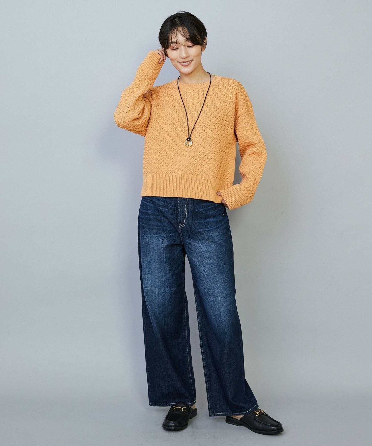 【MOGA】【Lサイズ】ヴィッテルスリムクルーネックショートニット 詳細画像 オフホワイト 15