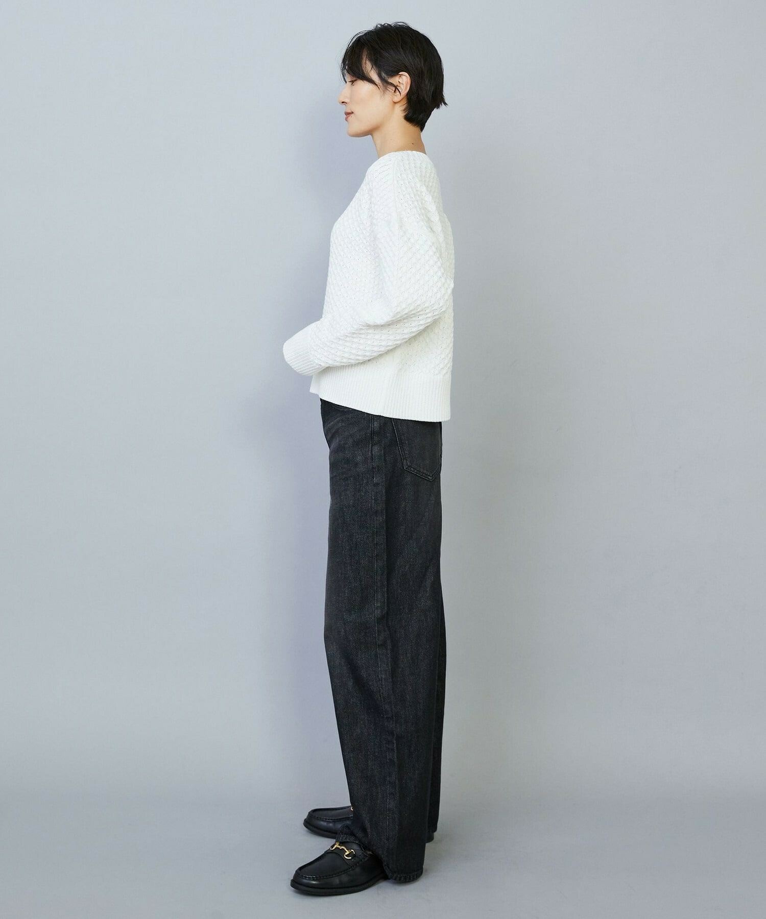 【MOGA】【Lサイズ】ヴィッテルスリムクルーネックショートニット 詳細画像 オフホワイト 6