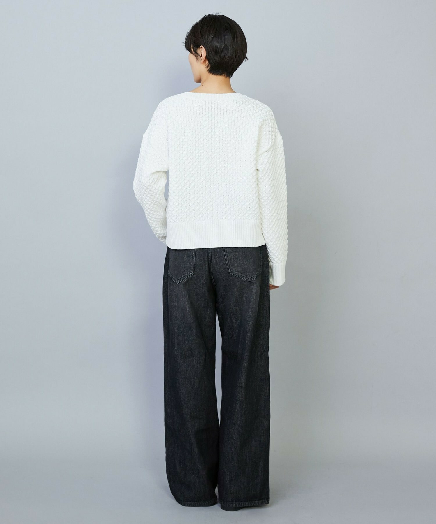 【MOGA】【Lサイズ】ヴィッテルスリムクルーネックショートニット 詳細画像 オフホワイト 7