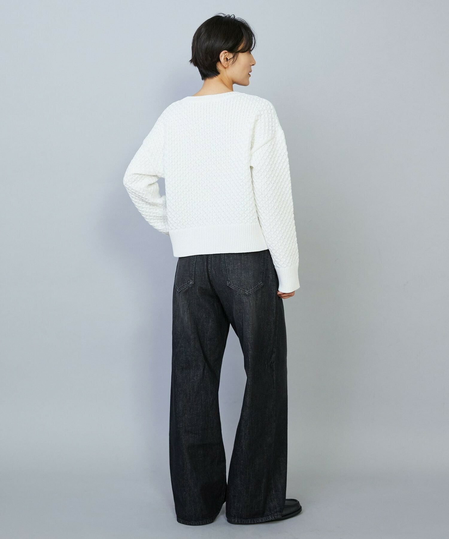 【MOGA】【Lサイズ】ヴィッテルスリムクルーネックショートニット 詳細画像 オフホワイト 8