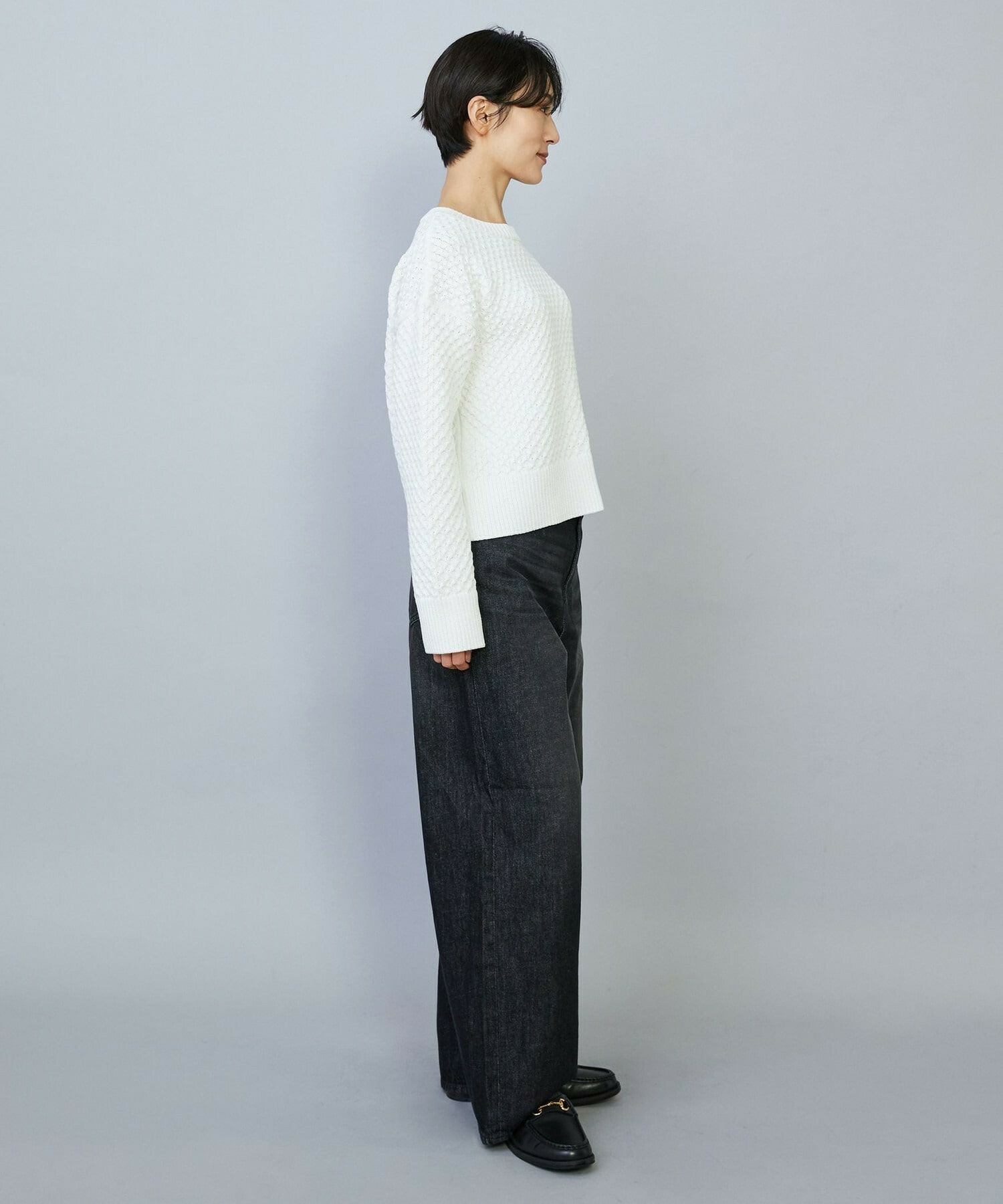 【MOGA】【Lサイズ】ヴィッテルスリムクルーネックショートニット 詳細画像 オフホワイト 9