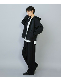 【MOGA】【Lサイズ】スムースダンボールフードジップパーカー 詳細画像 ブラック 4