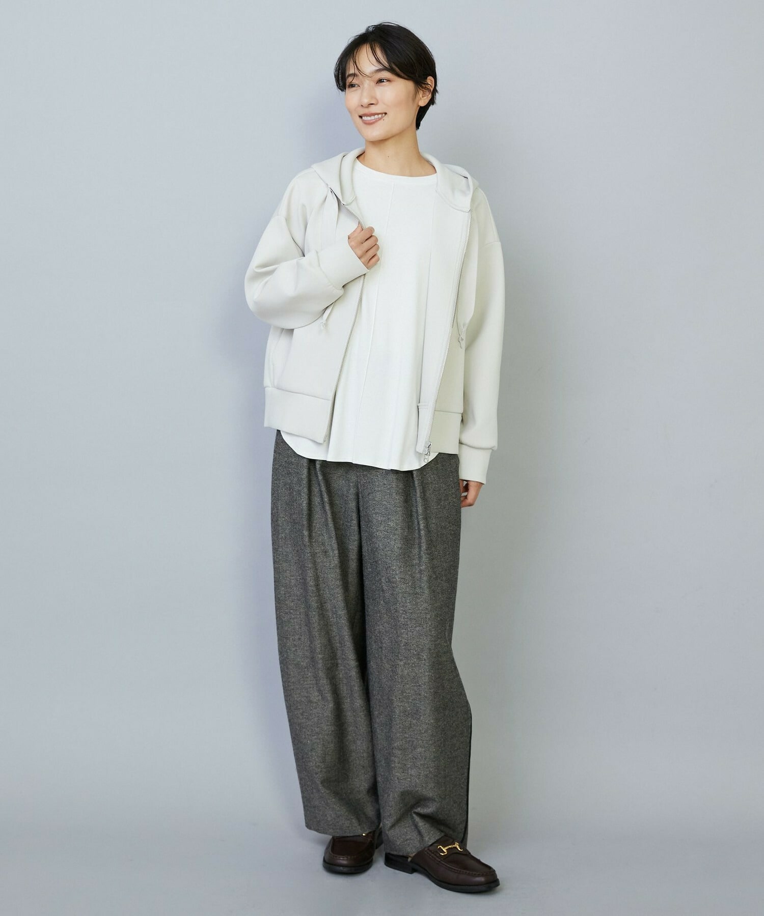 【MOGA】【Lサイズ】スムースダンボールフードジップパーカー 詳細画像 ブラック 12