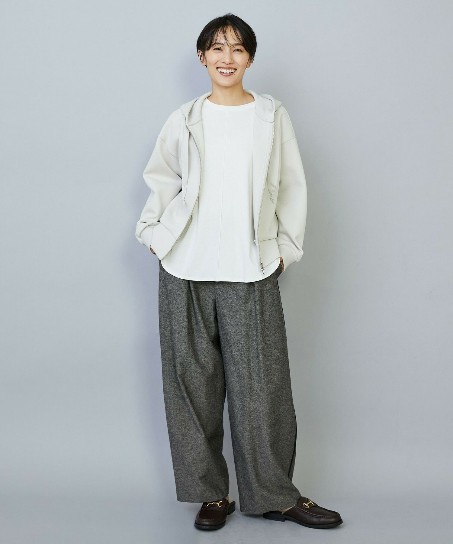 【MOGA】【Lサイズ】スムースダンボールフードジップパーカー 詳細画像 ブラック 13