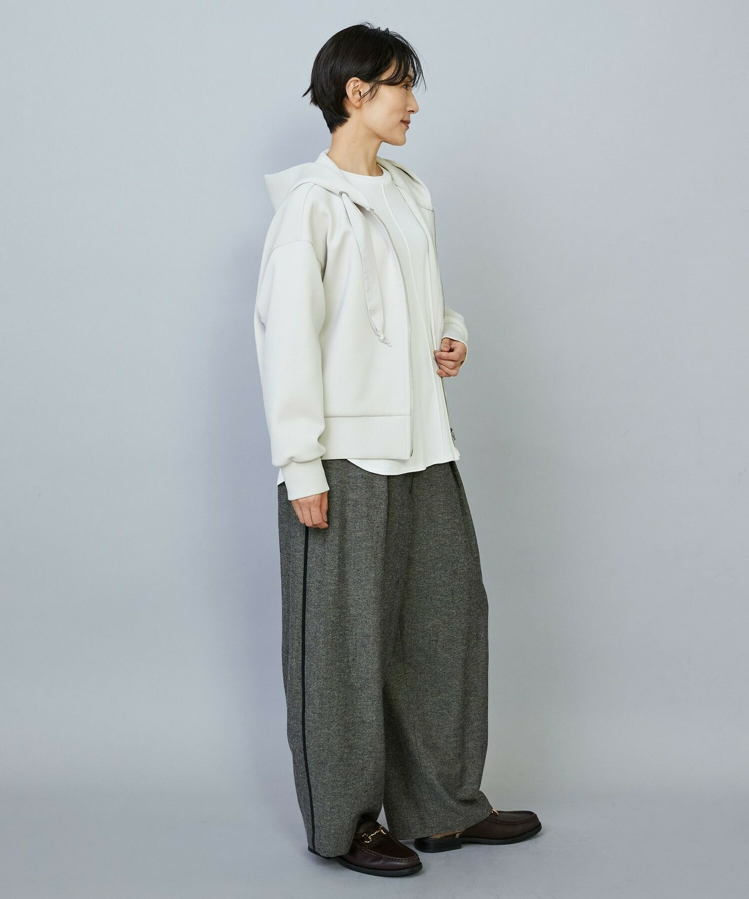 【MOGA】【Lサイズ】スムースダンボールフードジップパーカー 詳細画像 ブラック 18