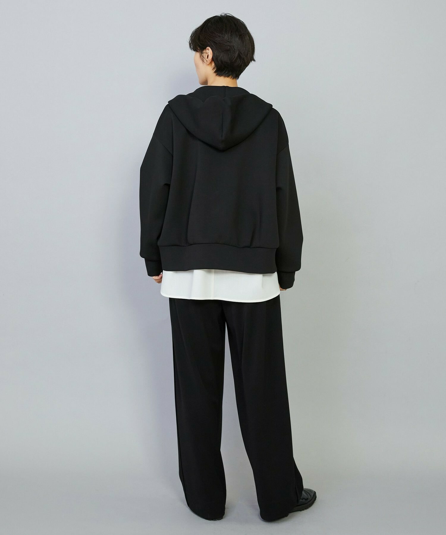 【MOGA】【Lサイズ】スムースダンボールフードジップパーカー 詳細画像 ブラック 6