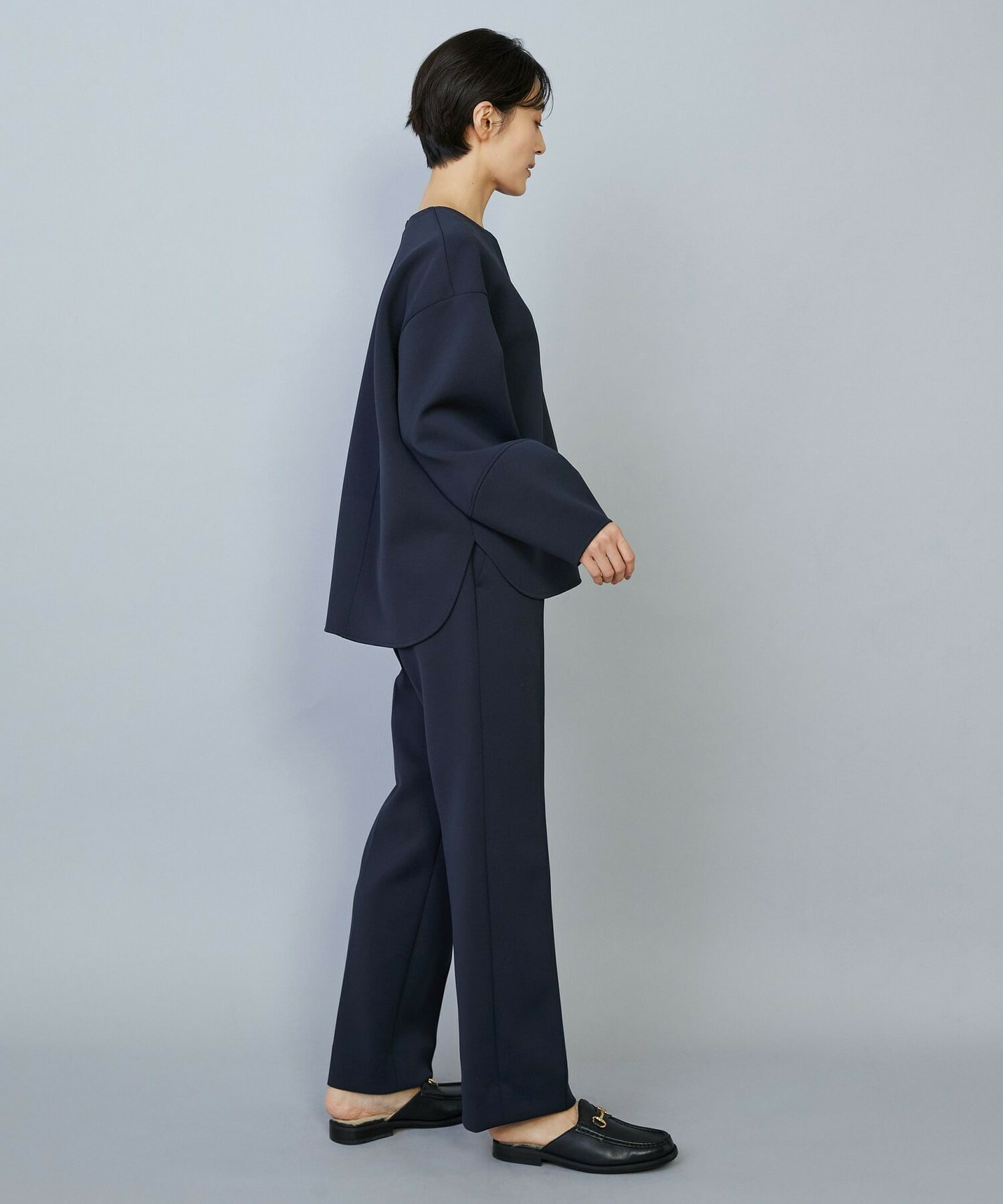 【MOGA】【Lサイズ】トリアセダブルニットストレートパンツ 詳細画像 ネイビー 10