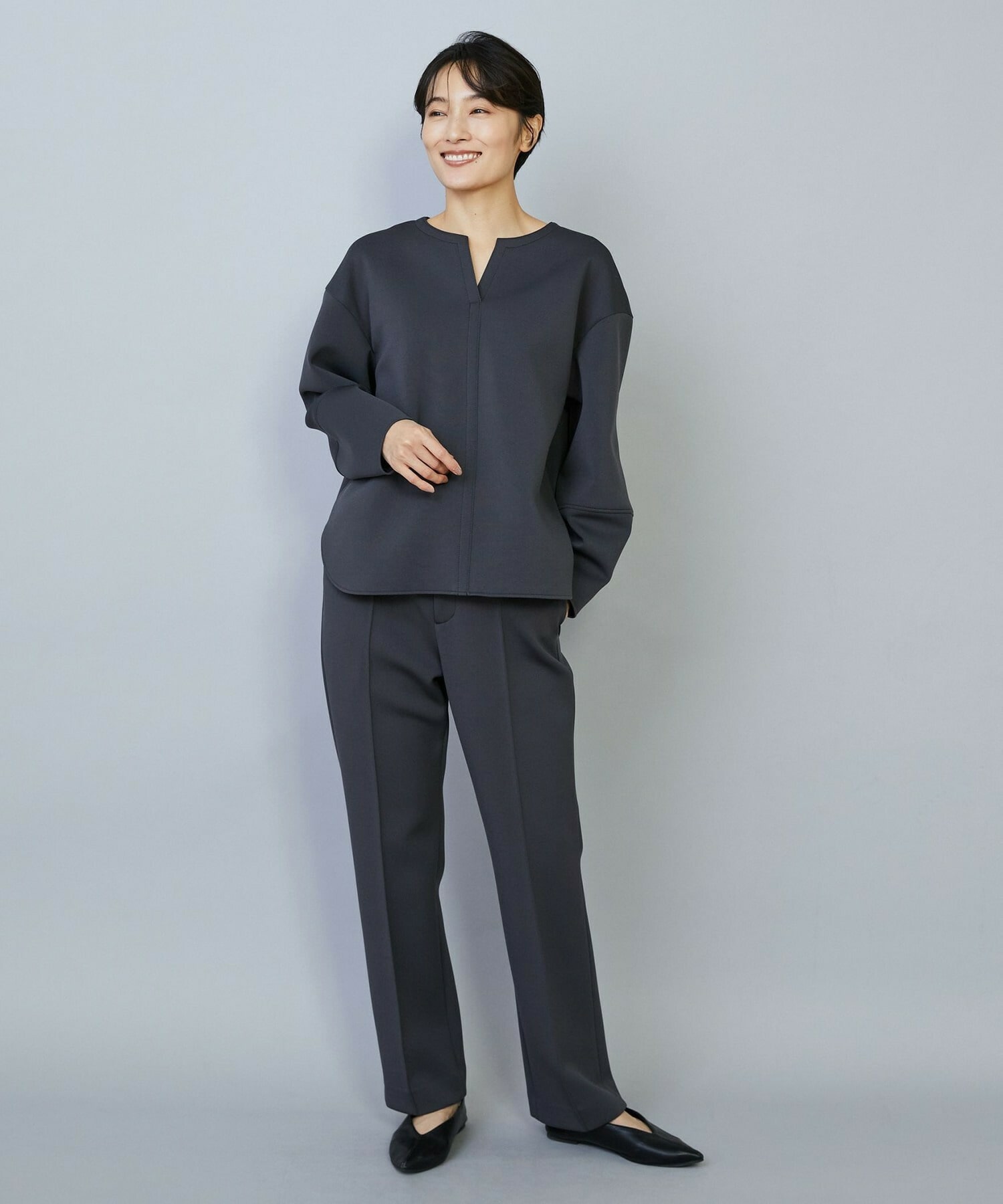 【MOGA】【Lサイズ】トリアセダブルニットストレートパンツ 詳細画像 ネイビー 12