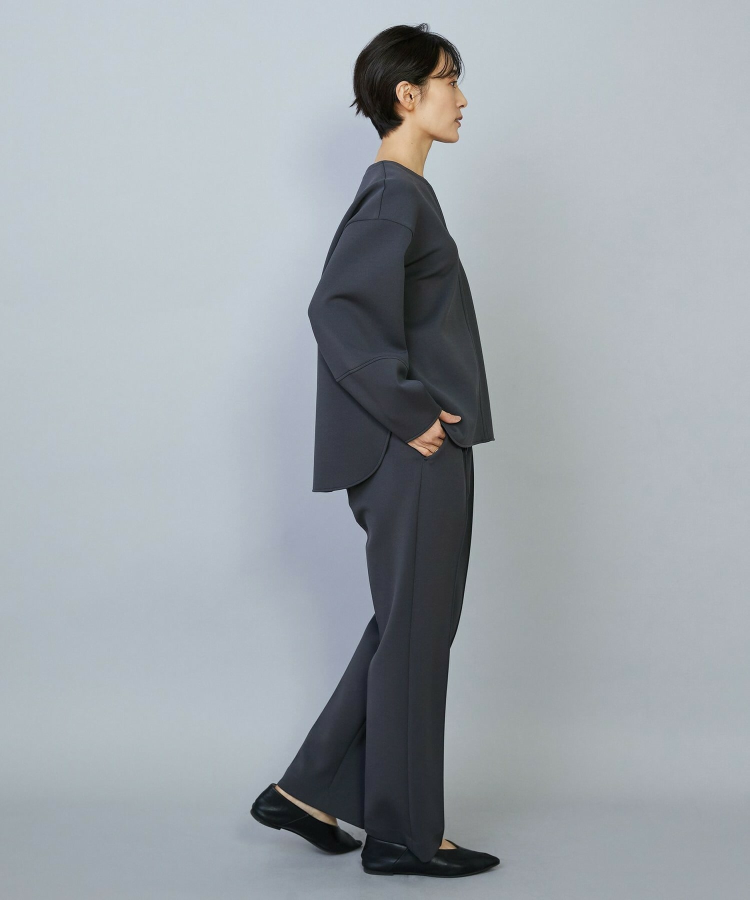 【MOGA】【Lサイズ】トリアセダブルニットストレートパンツ 詳細画像 ネイビー 16