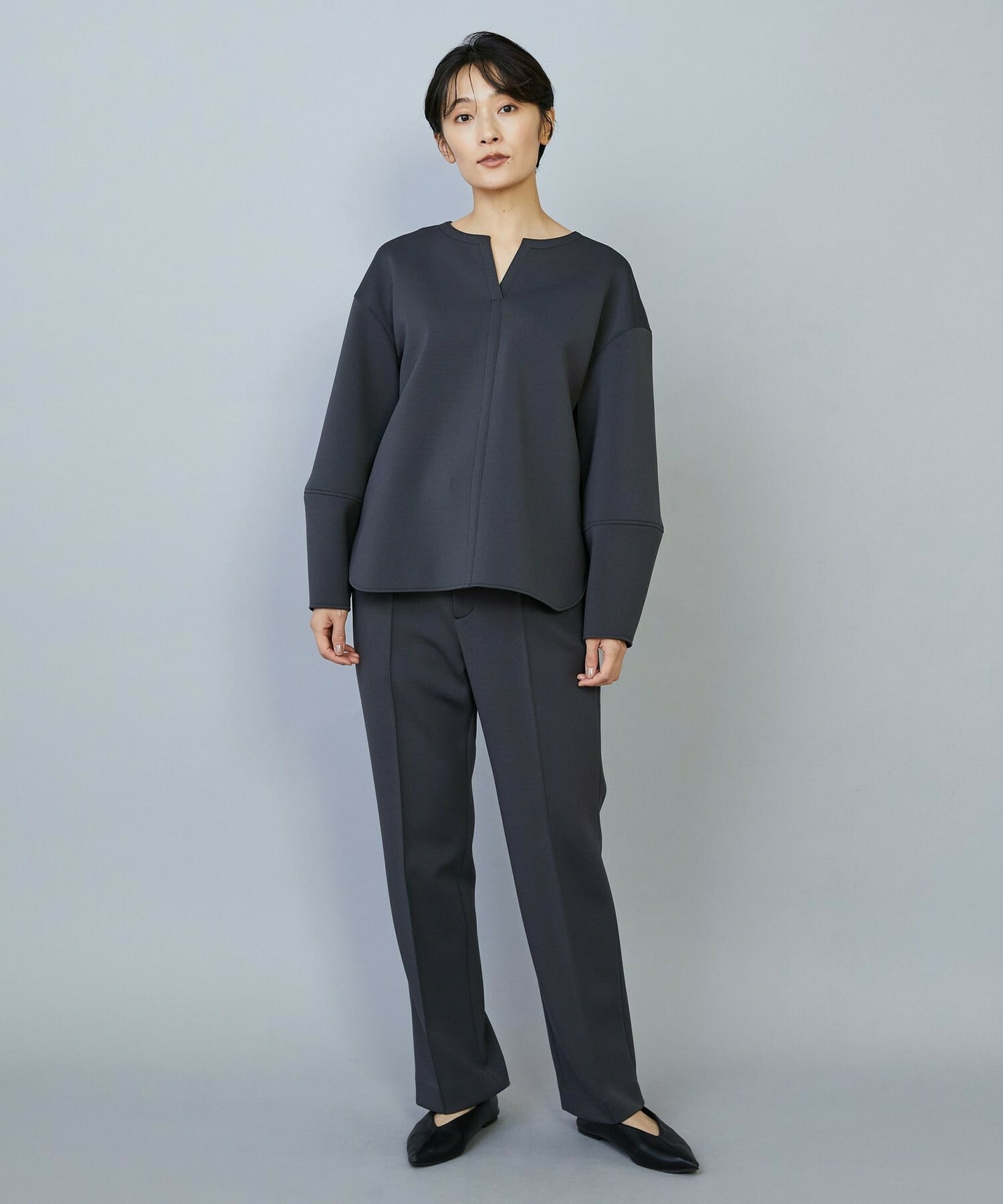 【MOGA】【Lサイズ】トリアセダブルニットストレートパンツ 詳細画像 ネイビー 17