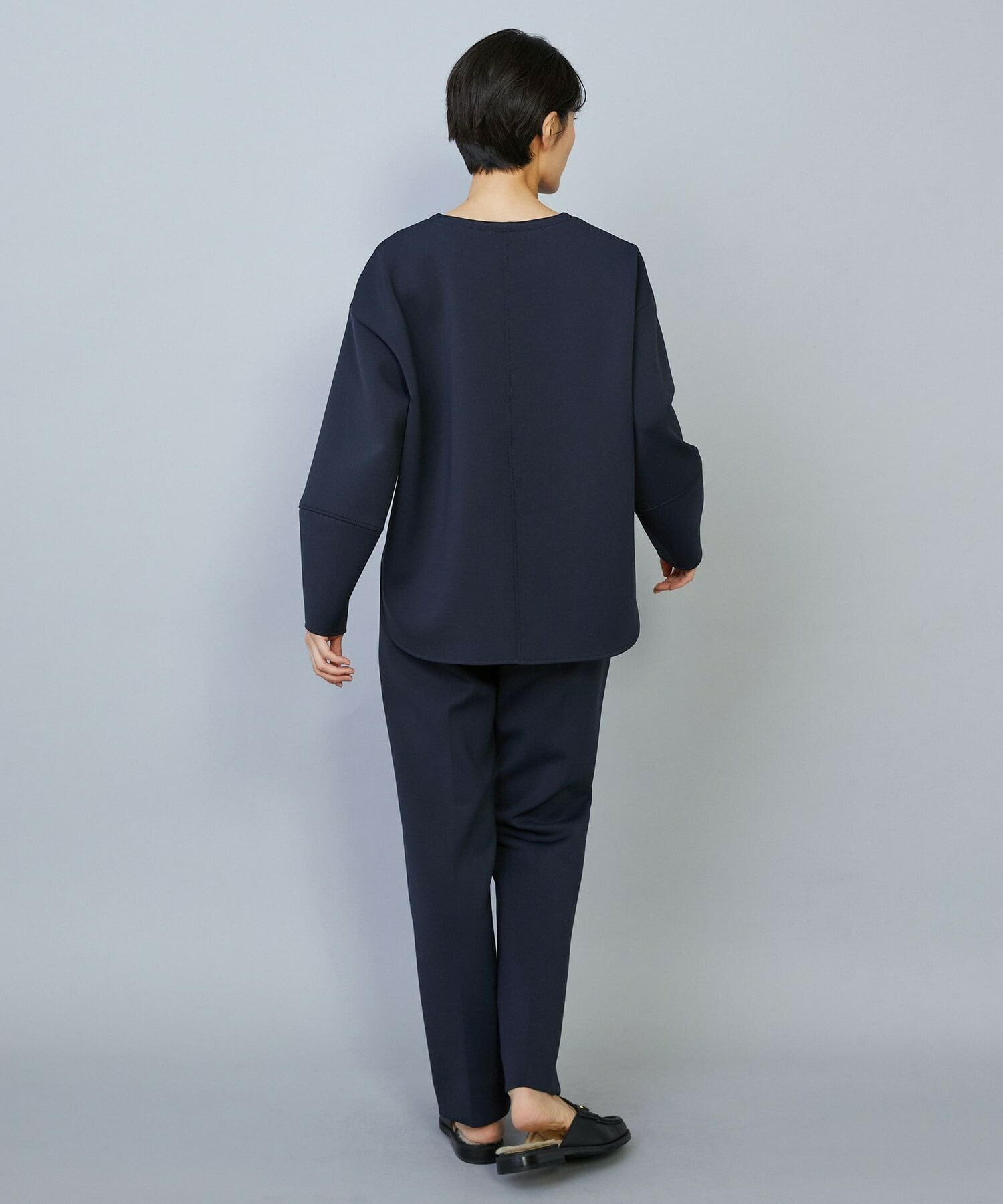 【MOGA】【Lサイズ】トリアセダブルニットストレートパンツ 詳細画像 ネイビー 9