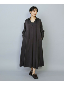 【MOGA】【Lサイズ】フィブリルサテンフレアワンピース 詳細画像 ブラウン 8