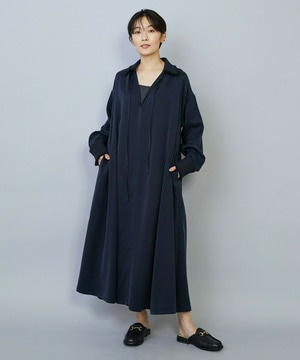 【MOGA】【Lサイズ】フィブリルサテンフレアワンピース 詳細画像 ネイビー 2