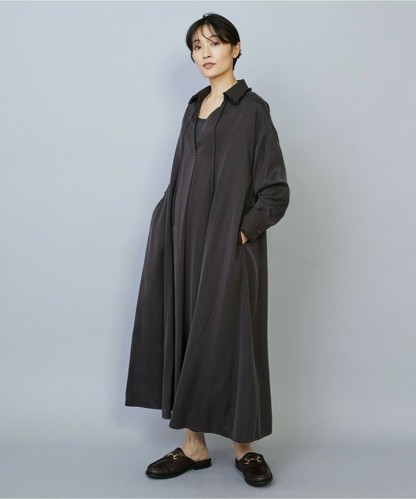 【Lサイズ】フィブリルサテンフレアワンピース 詳細画像 ブラウン 2