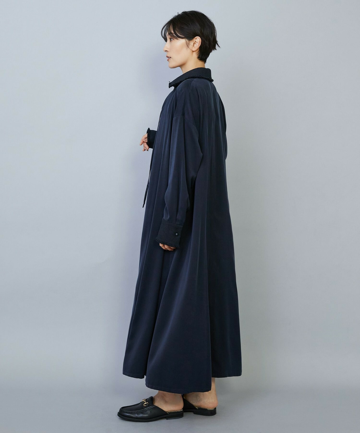 【MOGA】【Lサイズ】フィブリルサテンフレアワンピース 詳細画像 ブラウン 3