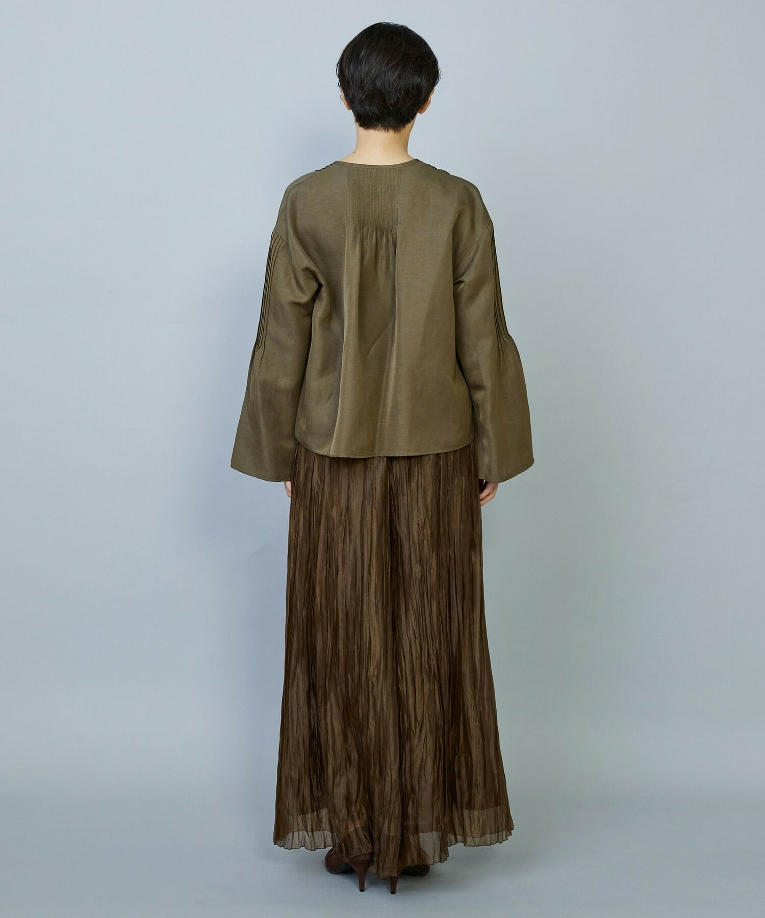 【MOGA】【Lサイズ】グローオーガンジーランダムプリーツパンツ 詳細画像 カーキ 15