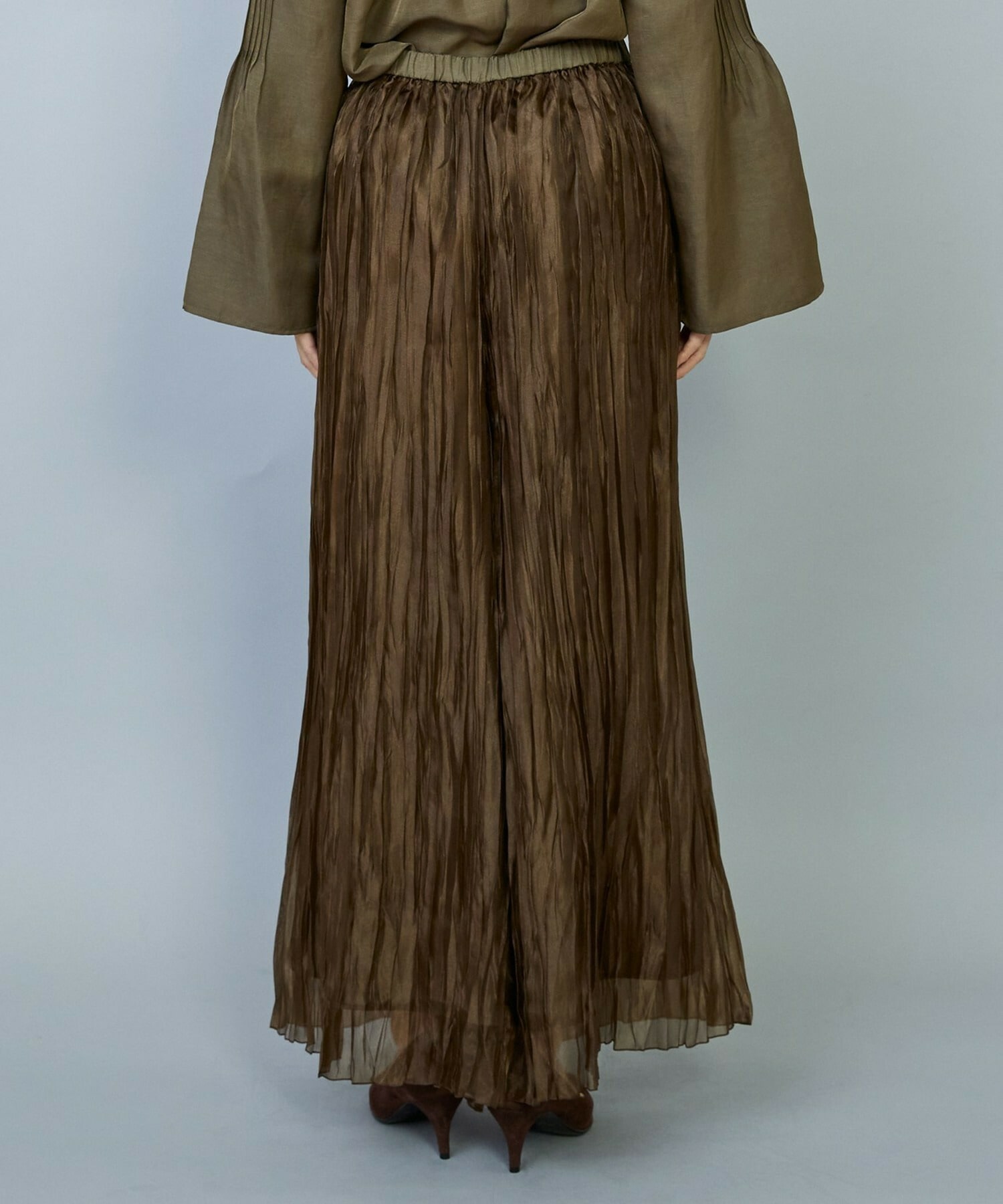 【MOGA】【Lサイズ】グローオーガンジーランダムプリーツパンツ 詳細画像 カーキ 22