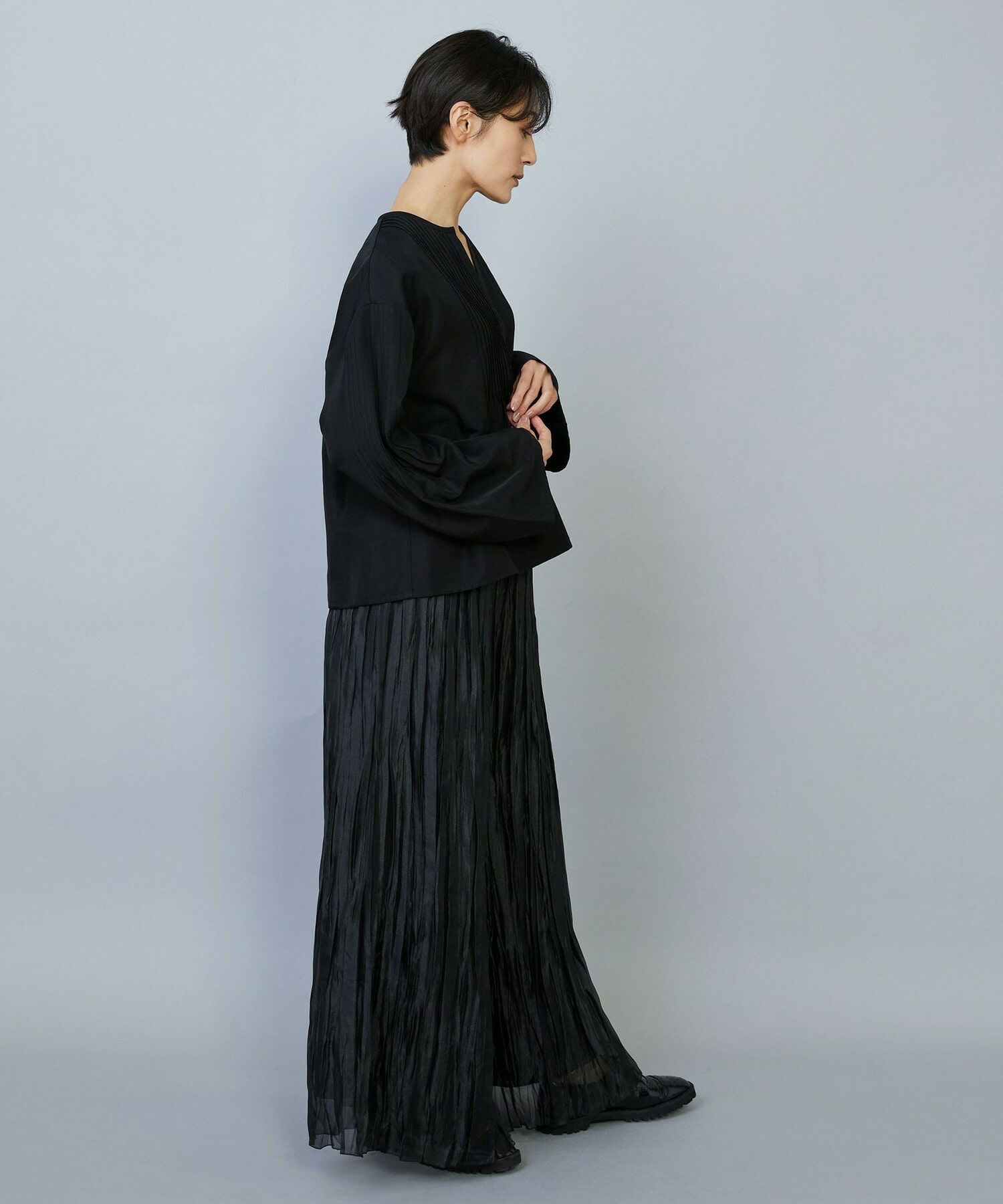 【MOGA】【Lサイズ】グローオーガンジーランダムプリーツパンツ 詳細画像 カーキ 3