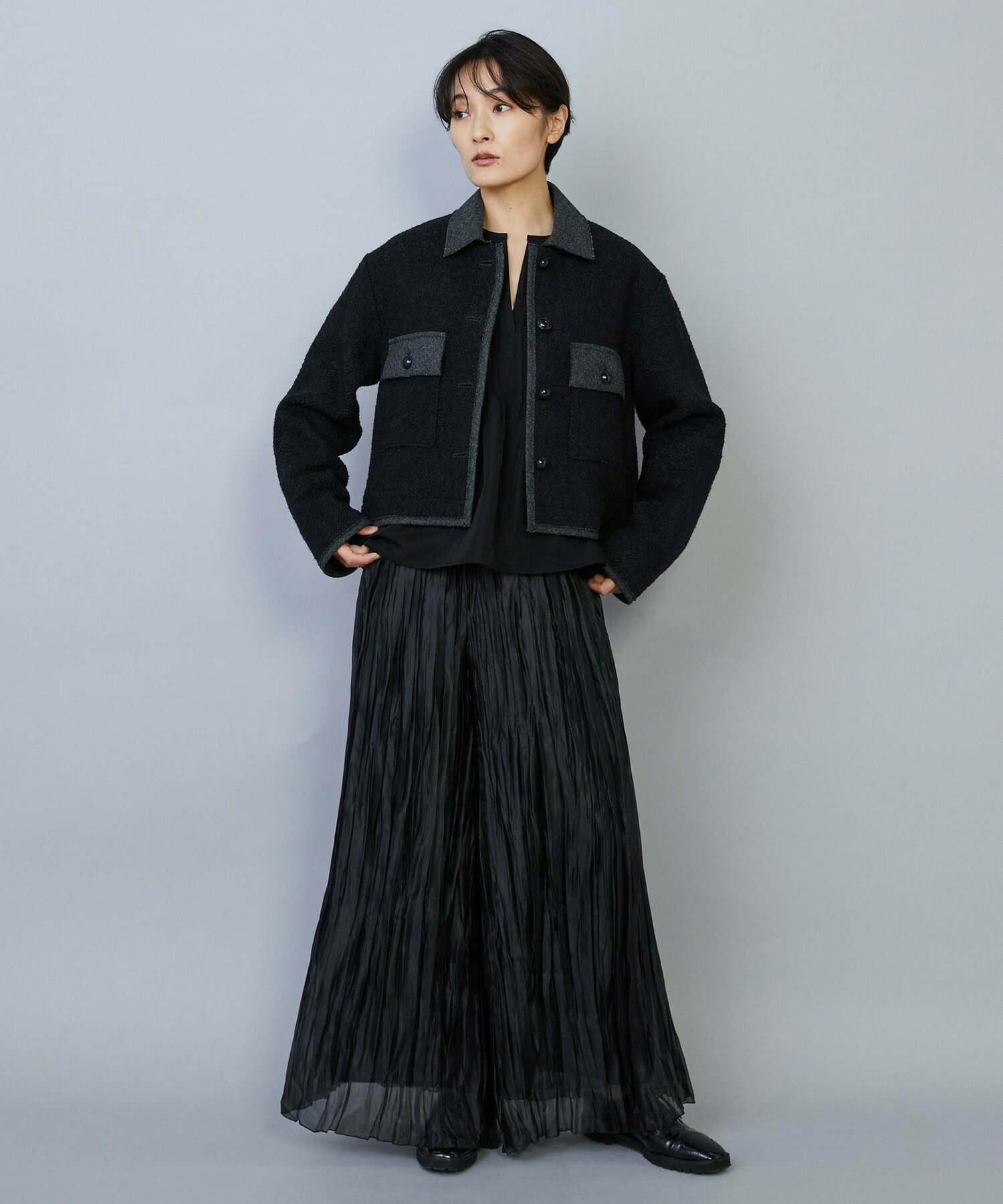 【MOGA】【Lサイズ】グローオーガンジーランダムプリーツパンツ 詳細画像 カーキ 4