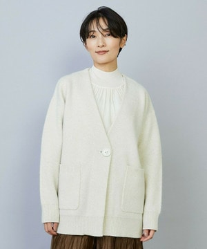 【MOGA】【Lサイズ】ラクーンダブルフェイスジャケットライクカーディガン 詳細画像 アイボリー 2