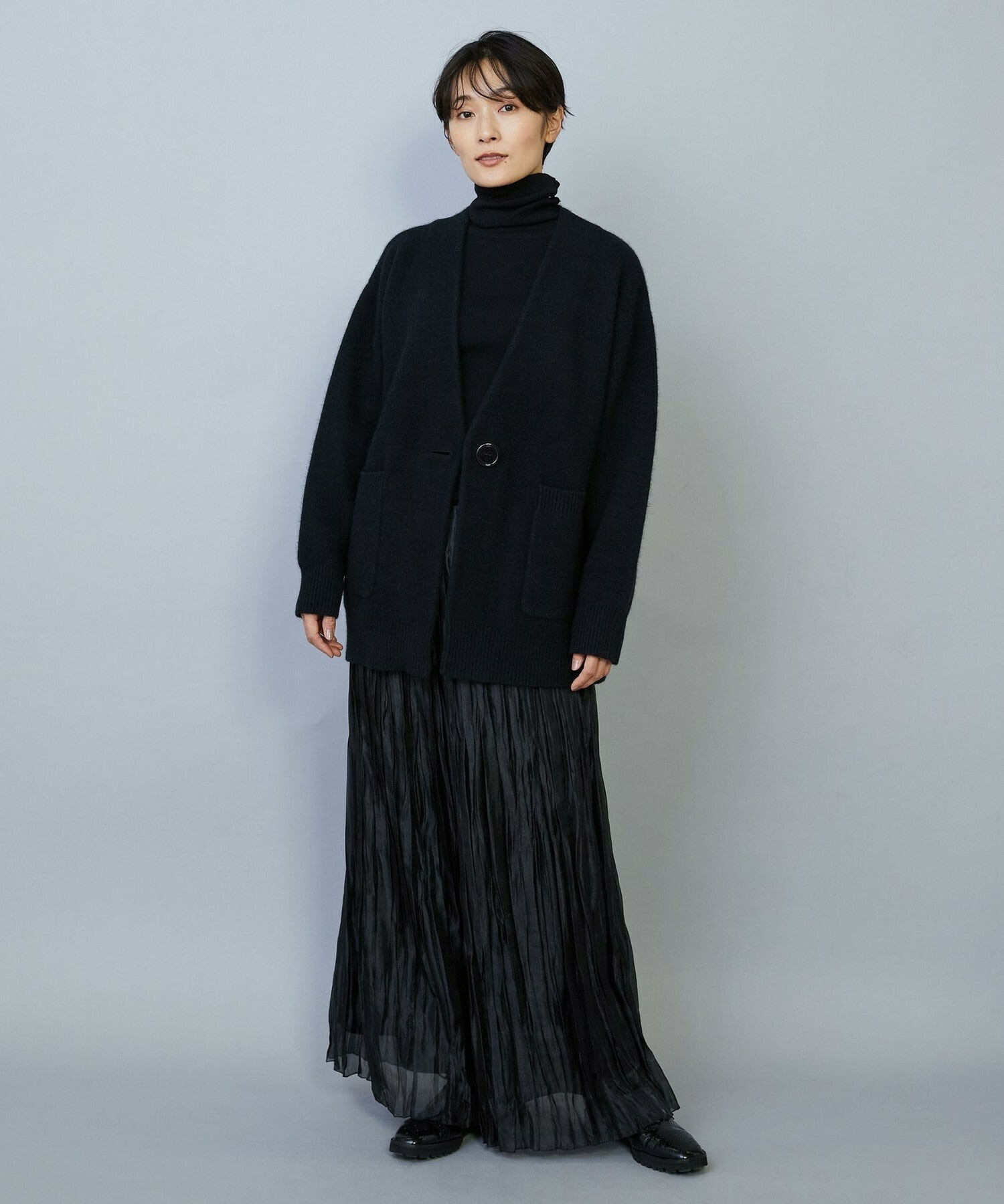 【MOGA】【Lサイズ】ラクーンダブルフェイスジャケットライクカーディガン 詳細画像 ブラック 1