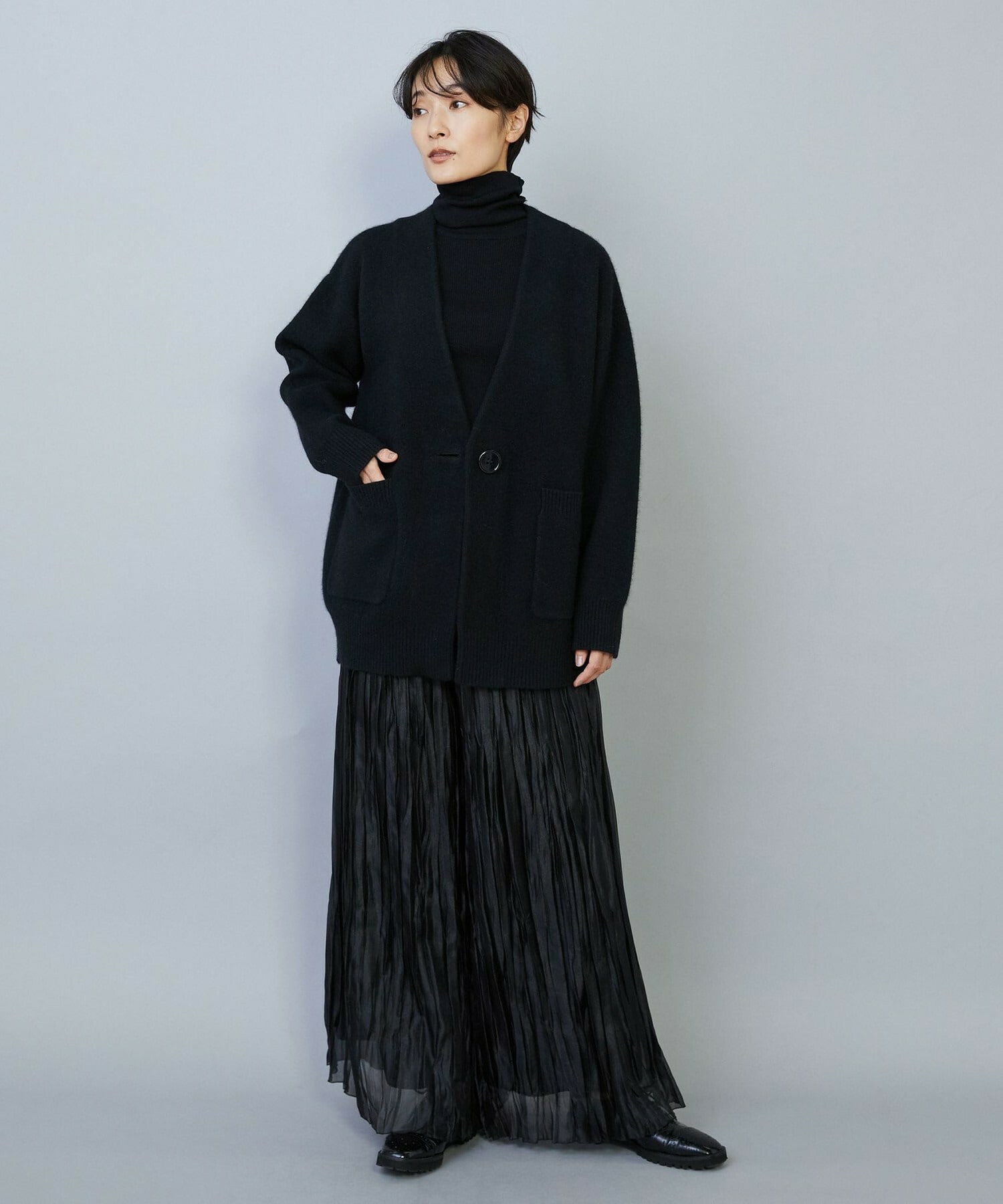 【MOGA】【Lサイズ】ラクーンダブルフェイスジャケットライクカーディガン 詳細画像 ブラック 2