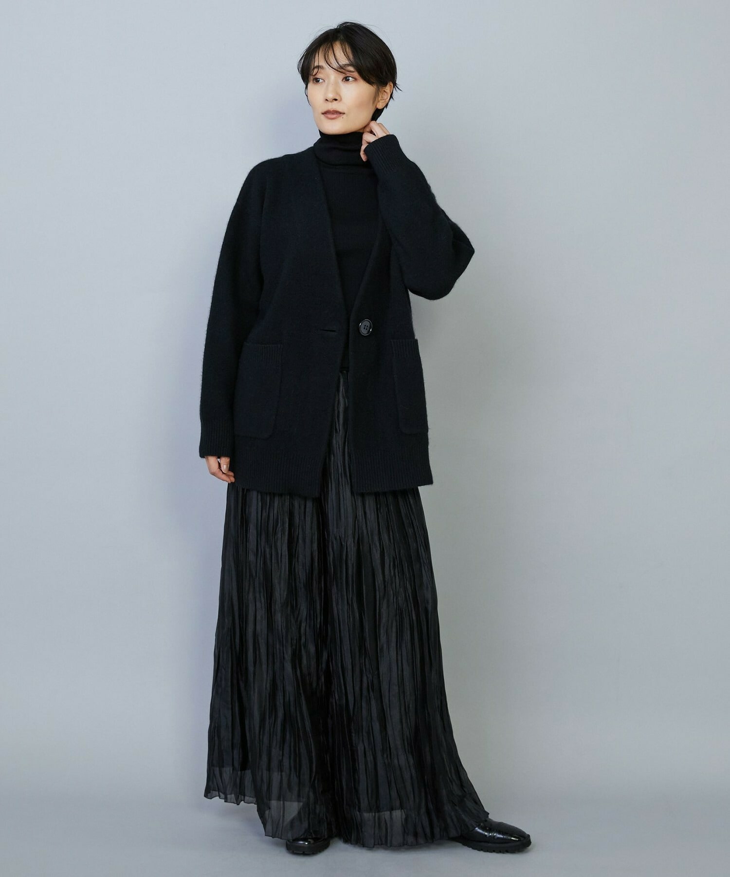 【MOGA】【Lサイズ】ラクーンダブルフェイスジャケットライクカーディガン 詳細画像 ブラック 3