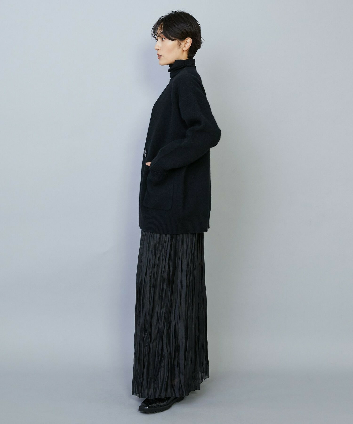 【MOGA】【Lサイズ】ラクーンダブルフェイスジャケットライクカーディガン 詳細画像 ブラック 5