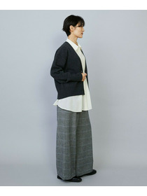 【MOGA】【Lサイズ】WOOLEN×AMOSSA Vネック配色カーディガン 詳細画像 グレー系その他 8