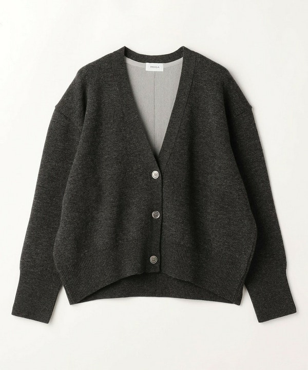 【Lサイズ】WOOLEN×AMOSSA Vネック配色カーディガン 詳細画像 グレー系その他 1