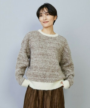 【MOGA】【Lサイズ】アルパカ起毛コントラストニット 詳細画像 ブラウン系その他 2