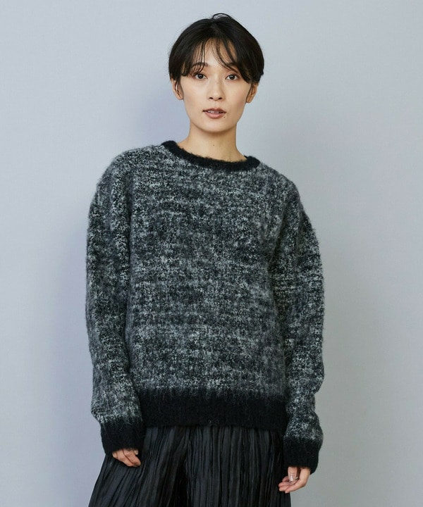 【Lサイズ】アルパカ起毛コントラストニット 詳細画像 ブラック系その他 2