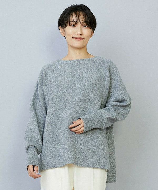 【Lサイズ】WOOLEN×AMOSSA ドルマンスリーブ配色ニット 詳細画像 グレー系その他 2