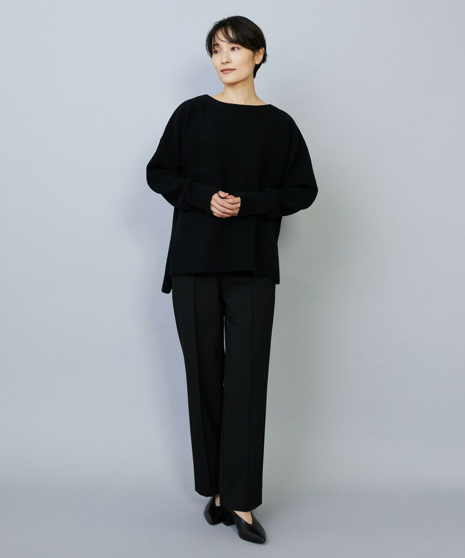 【MOGA】【Lサイズ】WOOLEN×AMOSSA ドルマンスリーブ配色ニット 詳細画像 グレー系その他 1