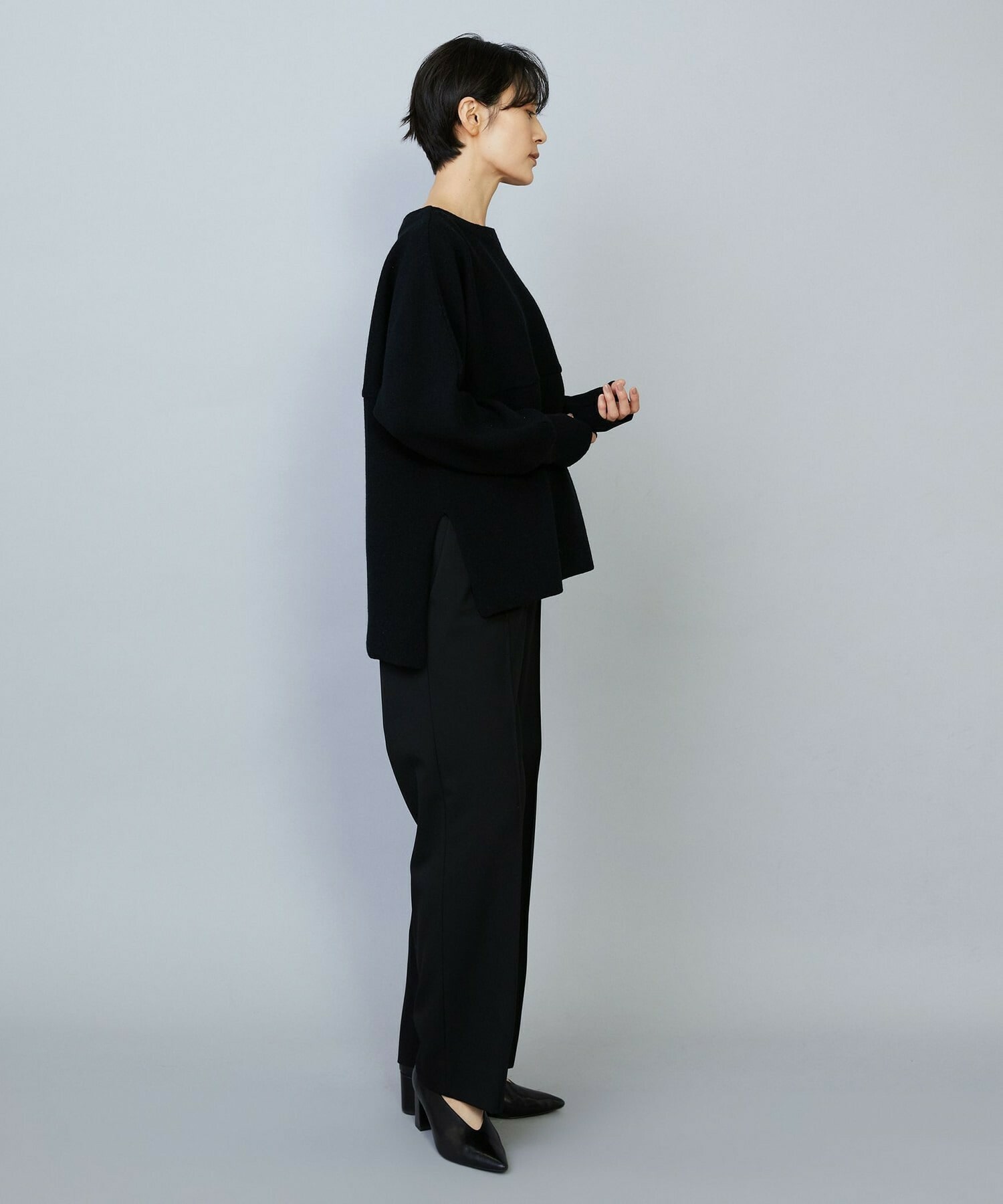 【MOGA】【Lサイズ】WOOLEN×AMOSSA ドルマンスリーブ配色ニット 詳細画像 グレー系その他 6