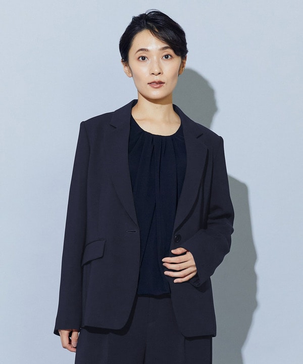 【Lサイズ】wb トリアセドライジョーゼットテーラードジャケット 詳細画像 ダークネイビー 2