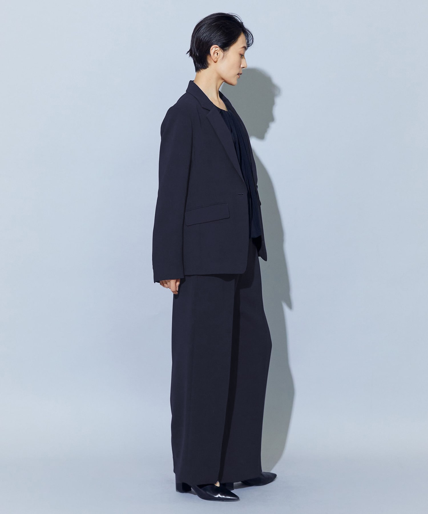 【wb】【Lサイズ】wb トリアセドライジョーゼットテーラードジャケット 詳細画像 ダークネイビー 14