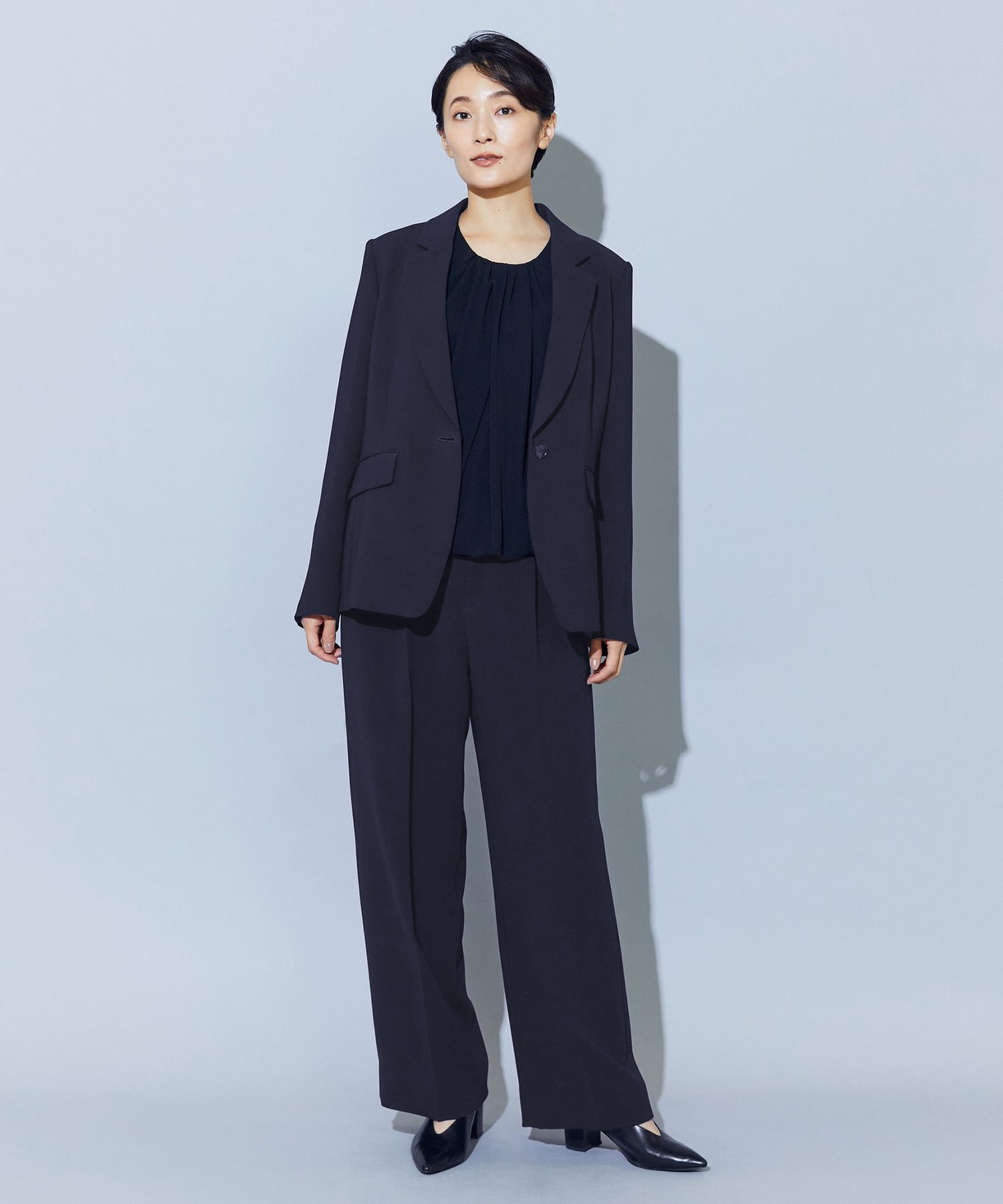 【wb】【Lサイズ】wb トリアセドライジョーゼットテーラードジャケット 詳細画像 ダークネイビー 17