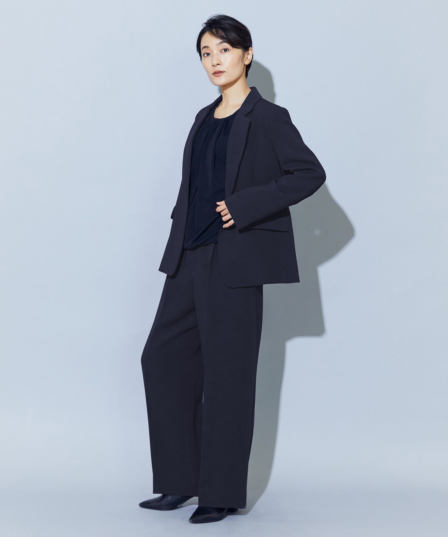 【wb】【Lサイズ】wb トリアセドライジョーゼットテーラードジャケット 詳細画像 ダークネイビー 7