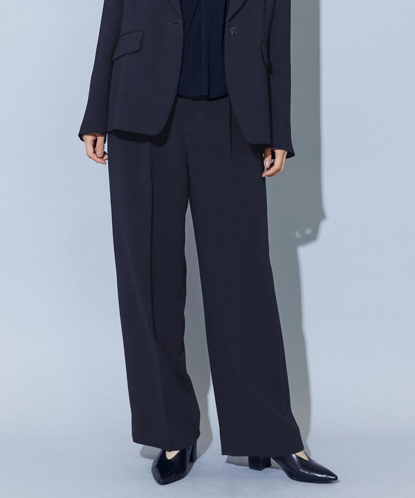【Lサイズ】wb トリアセドライジョーゼットストレートセミワイドパンツ 詳細画像 ダークネイビー 2