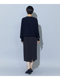 【wb】【Lサイズ】wb トリアセドライジョーゼットストレートタイトスカート 詳細画像 ダークネイビー 14