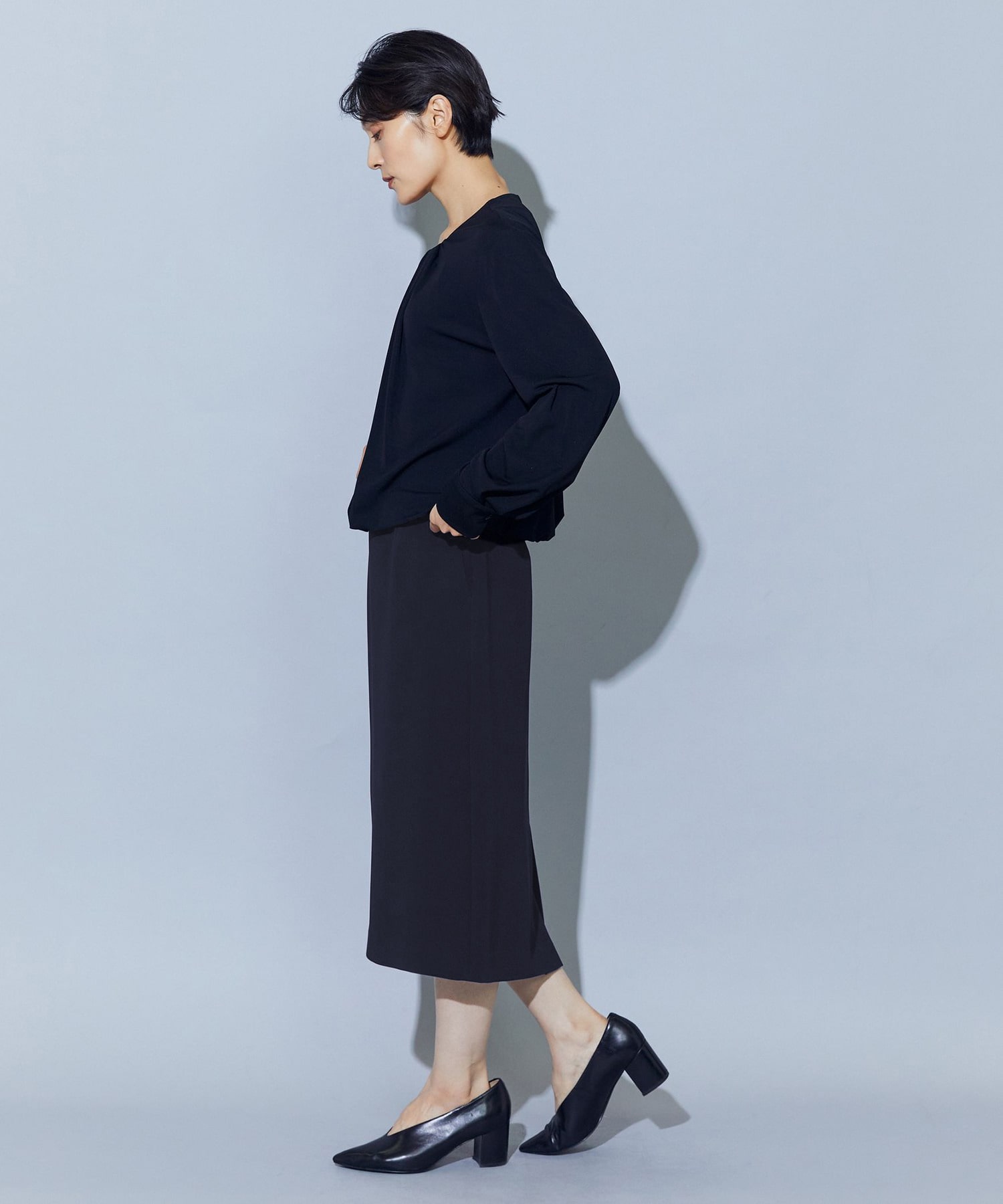 【wb】【Lサイズ】wb トリアセドライジョーゼットストレートタイトスカート 詳細画像 ダークネイビー 13