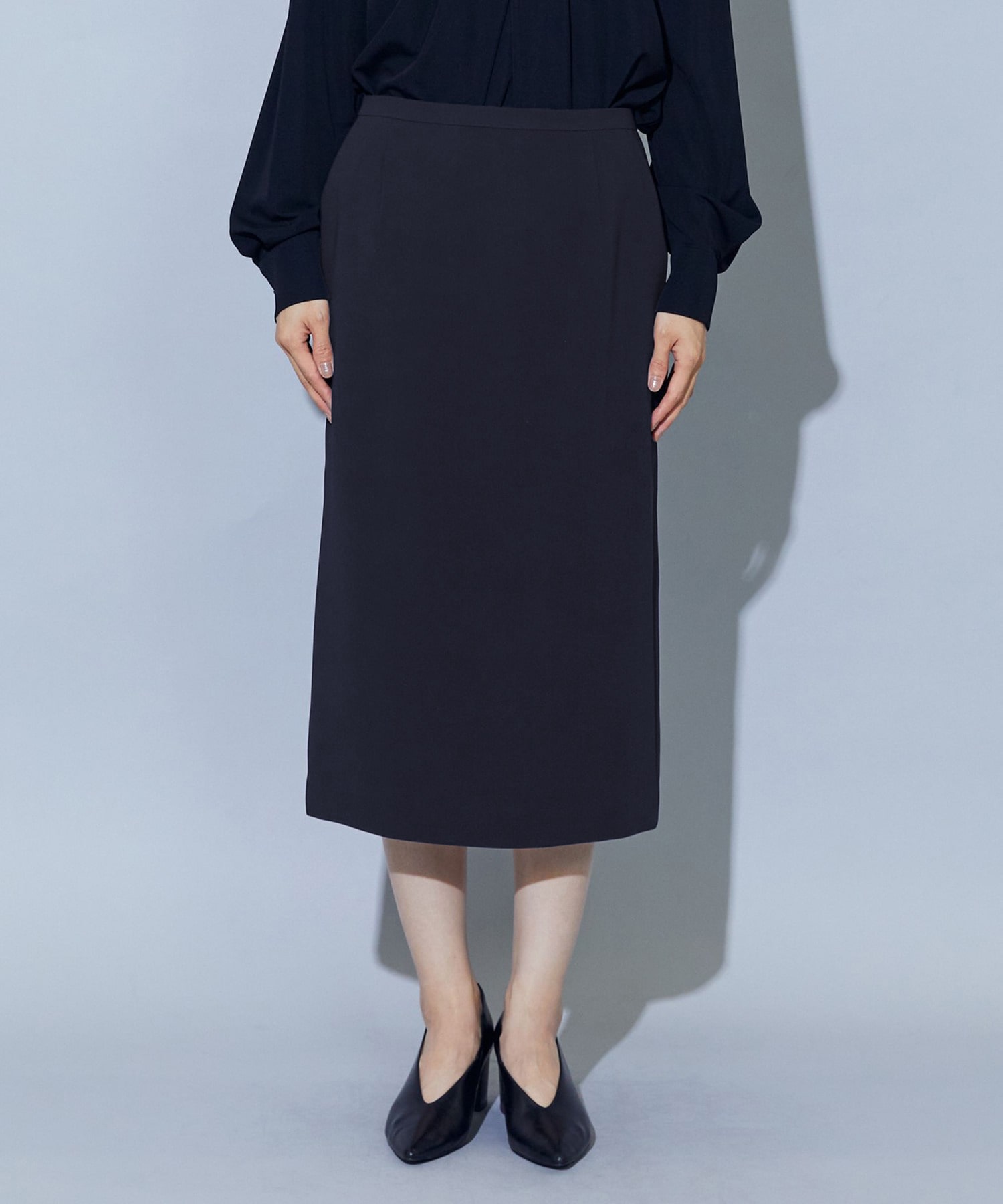 【wb】【Lサイズ】wb トリアセドライジョーゼットストレートタイトスカート 詳細画像 ダークネイビー 18