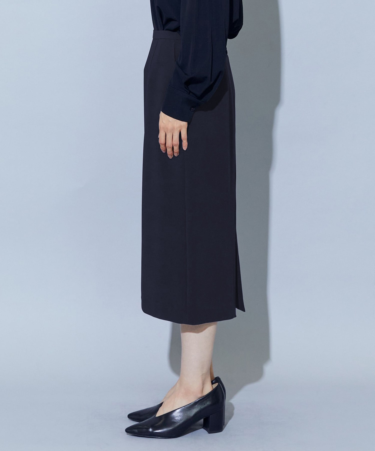 【wb】【Lサイズ】wb トリアセドライジョーゼットストレートタイトスカート 詳細画像 ダークネイビー 19