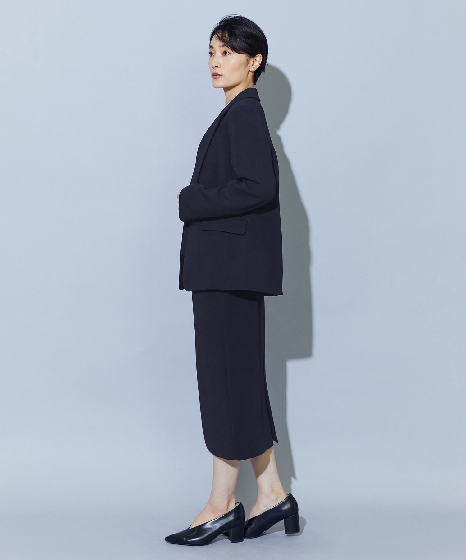 【wb】【Lサイズ】wb トリアセドライジョーゼットストレートタイトスカート 詳細画像 ダークネイビー 4