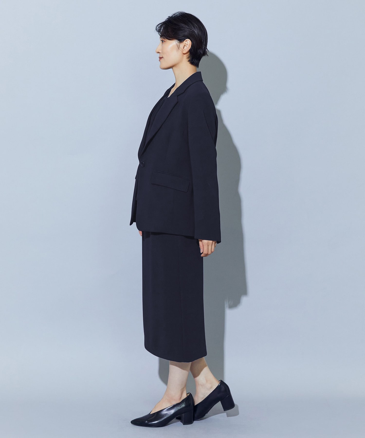 【wb】【Lサイズ】wb トリアセドライジョーゼットストレートタイトスカート 詳細画像 ダークネイビー 5