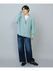 【MOGA】【Lサイズ】クーマラム鹿の子編みVネックカーディガン 詳細画像 グレー 8