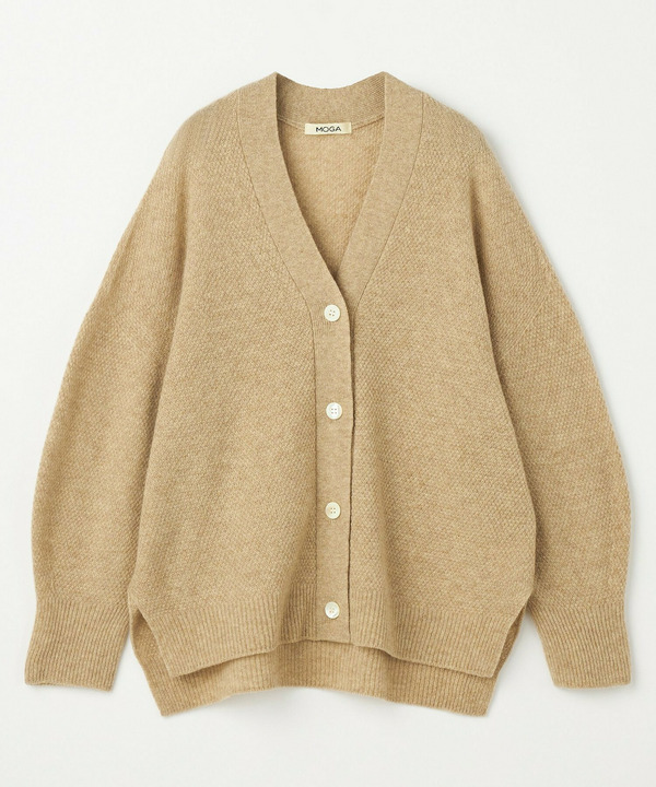 【MOGA】【Lサイズ】クーマラム鹿の子編みVネックカーディガン