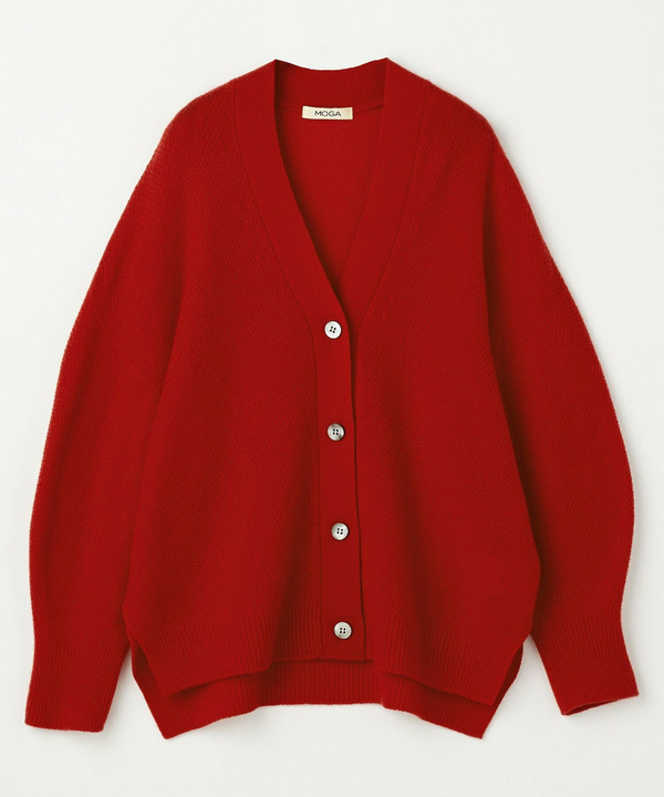 【MOGA】【Lサイズ】クーマラム鹿の子編みVネックカーディガン